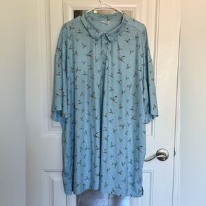 Retro Rifle 4XL polo HANGUIN - Men's Light Blue Sailboat Print Casual Shirt